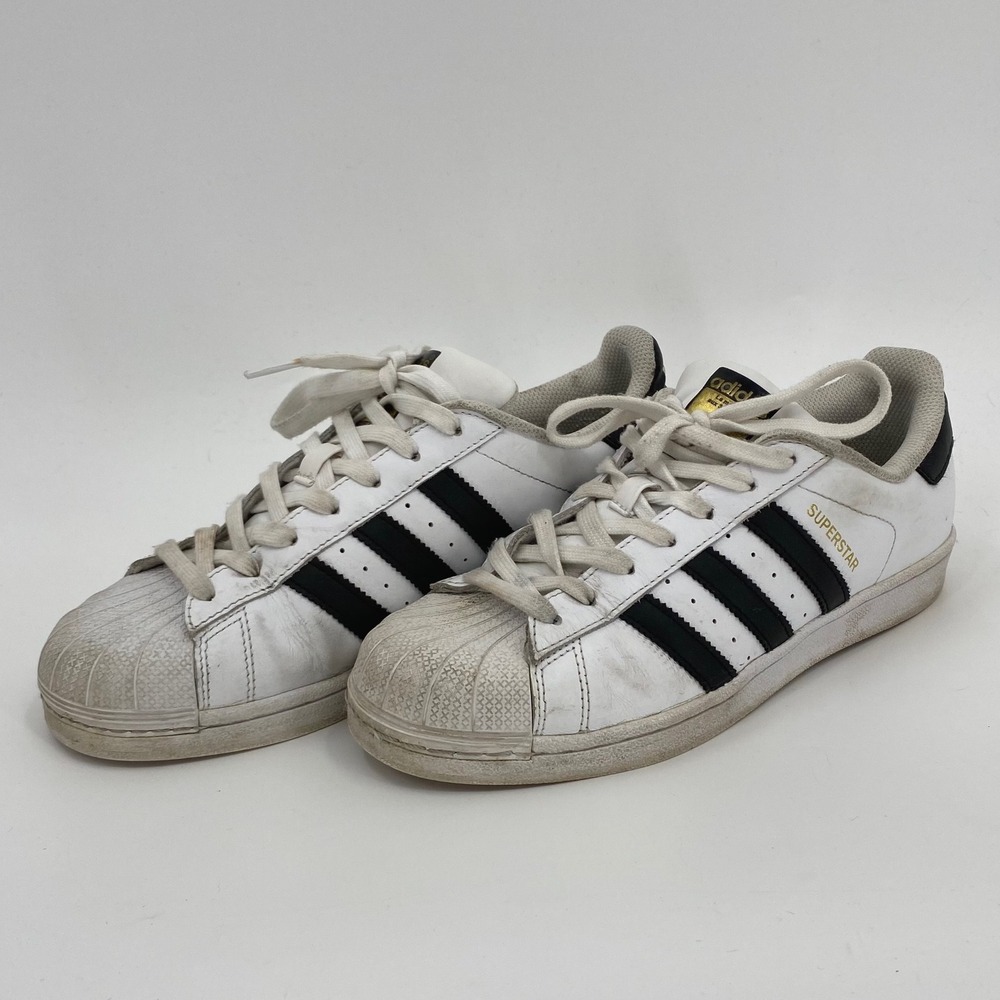 Adidas Originals Superstar White Black Gold Shell Toe Leather Sneakers Women 8.5